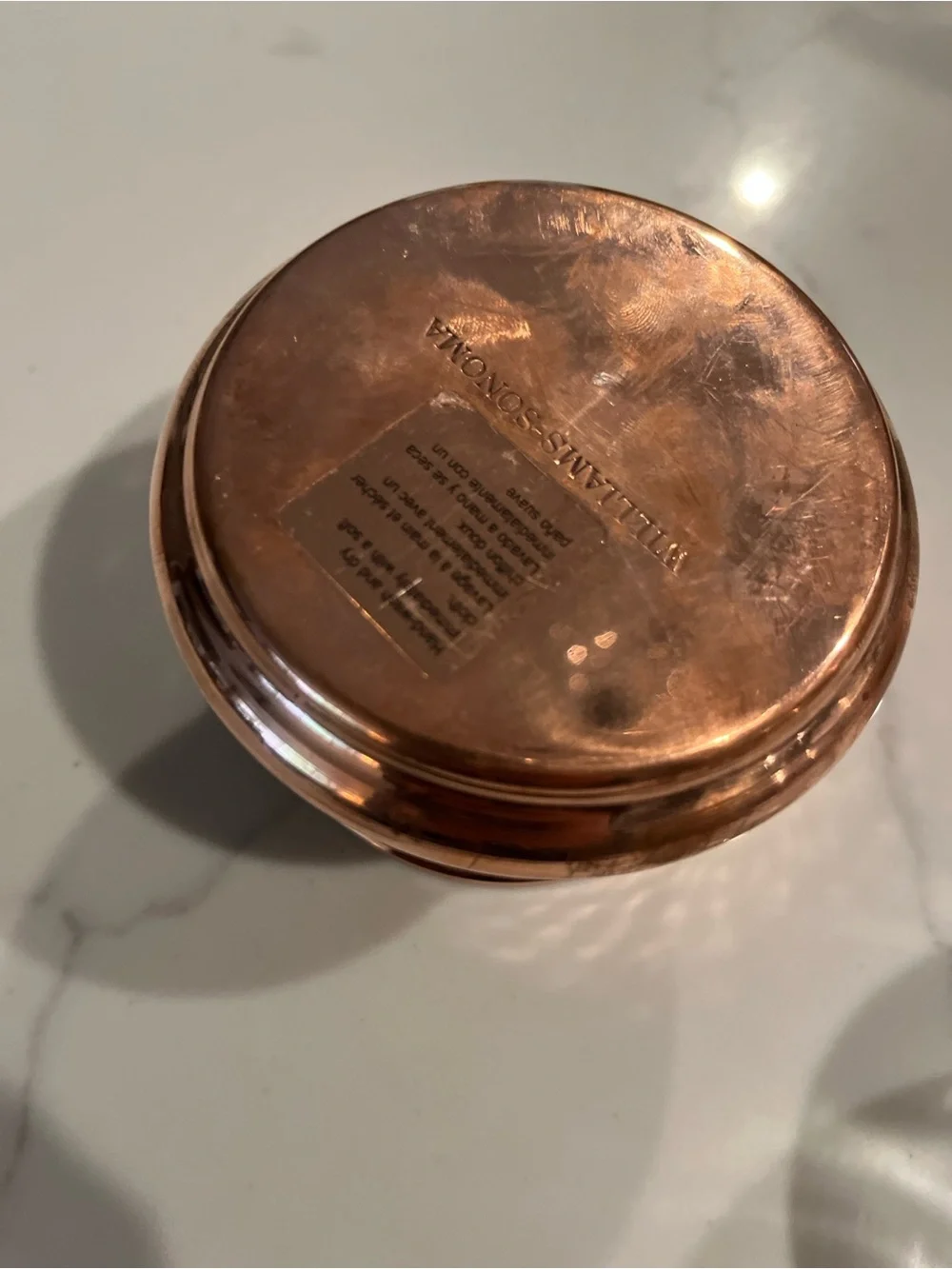 Williams Sonoma Butter dish Glass Cloche with Copper Base and Copper Cup